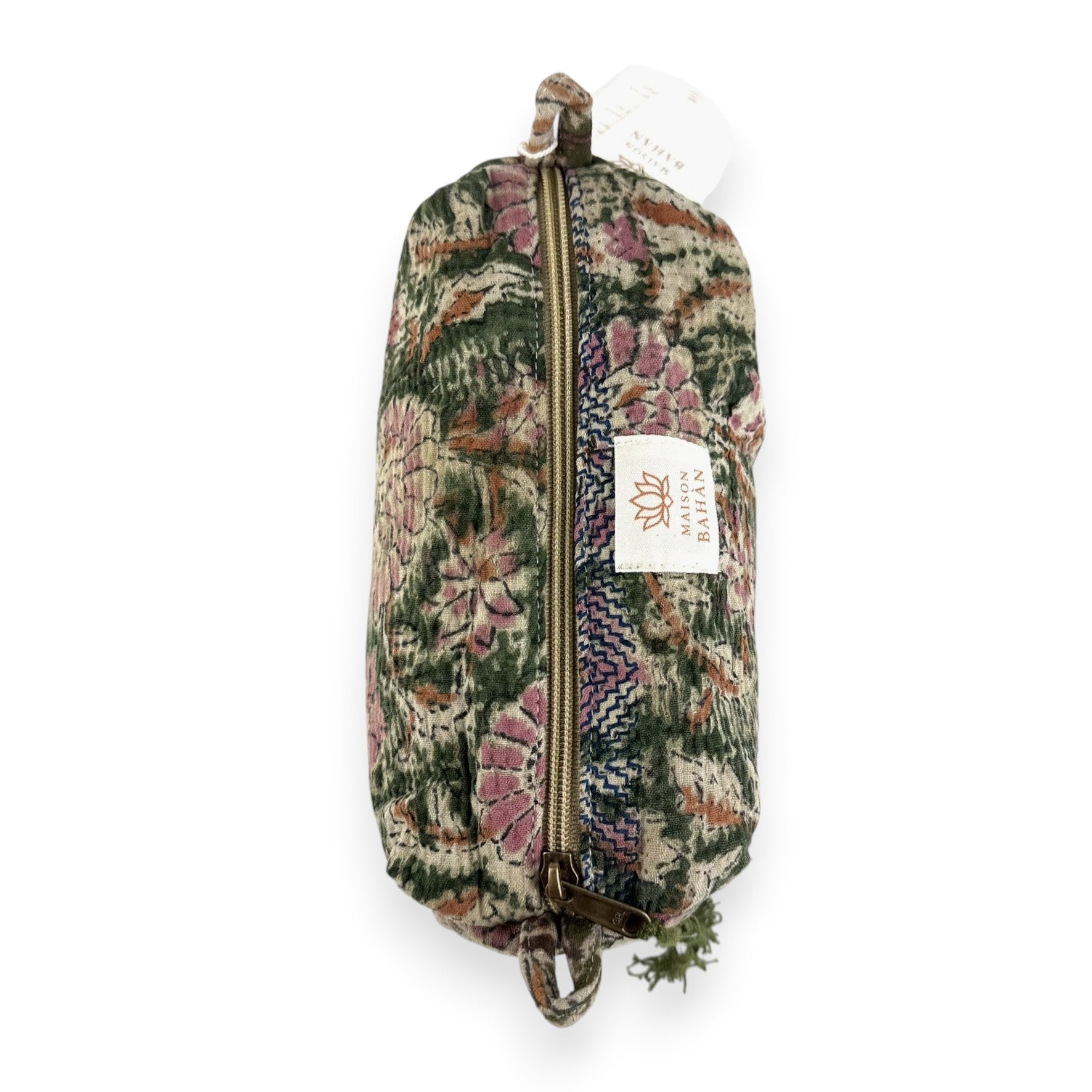 Trousse toilette maquillage Kantha Bagru en coton artisanal vintage accessoire yoga bohème femme Maison Bahan