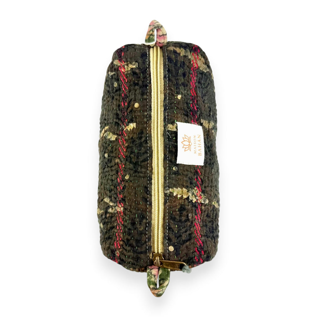 Trousse toilette maquillage Kantha Bagru en coton artisanal vintage accessoire yoga bohème femme Maison Bahan