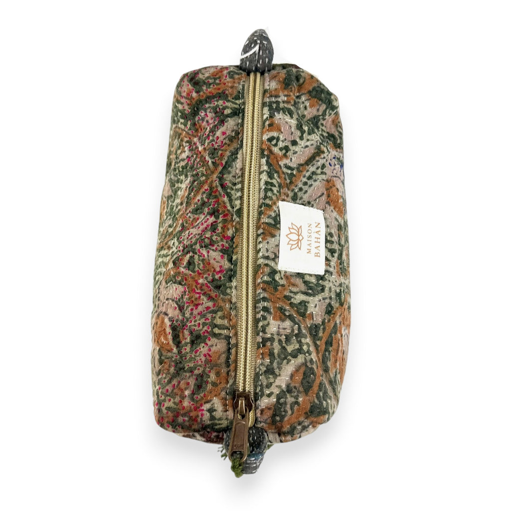Trousse toilette maquillage Kantha Bagru en coton artisanal vintage accessoire yoga bohème femme Maison Bahan