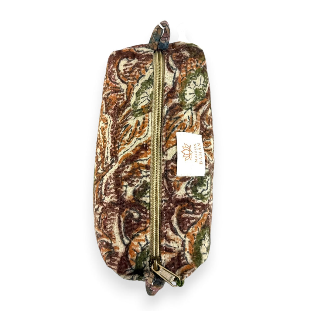 Trousse toilette maquillage Kantha Bagru en coton artisanal vintage accessoire yoga bohème femme Maison Bahan