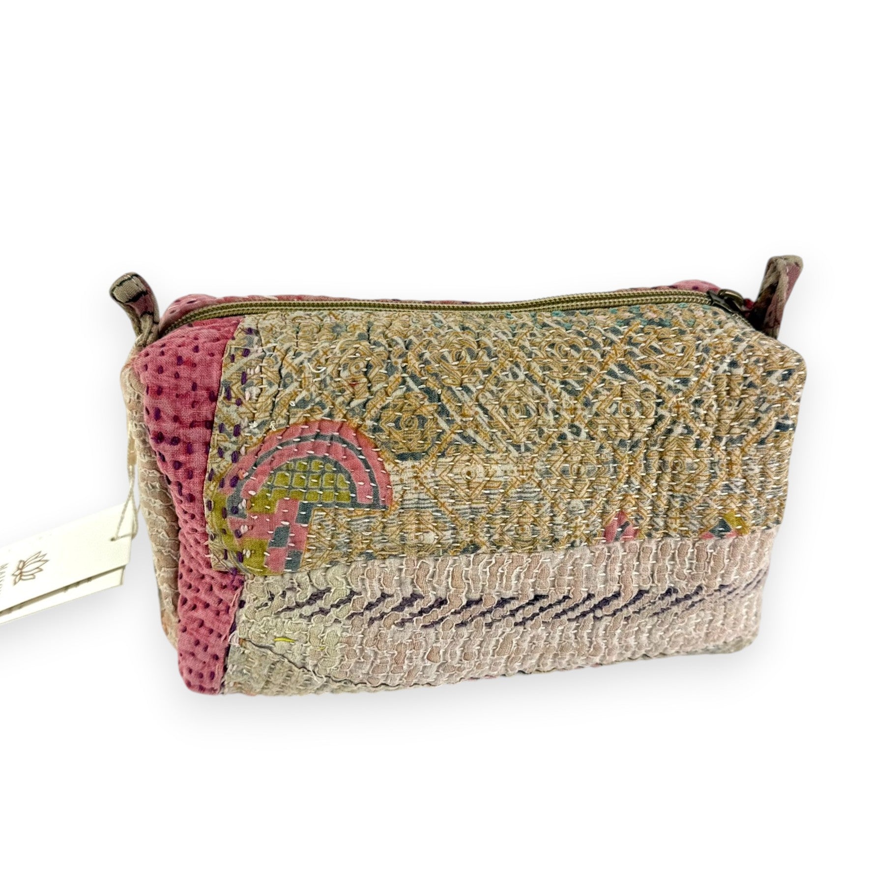 Trousse toilette maquillage Kantha Bagru en coton artisanal vintage accessoire yoga bohème femme Maison Bahan