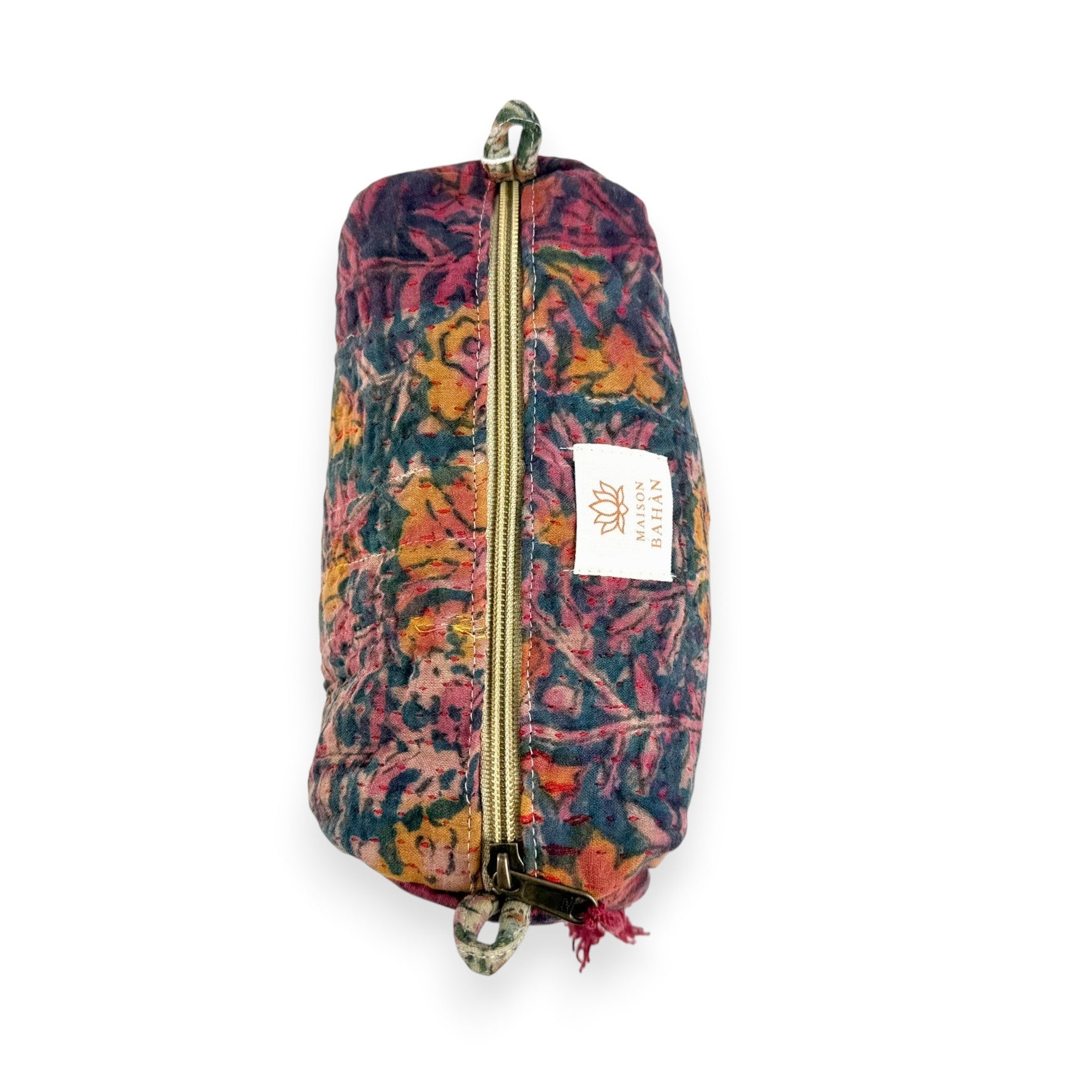 Trousse toilette maquillage Kantha Bagru en coton artisanal vintage accessoire yoga bohème femme Maison Bahan
