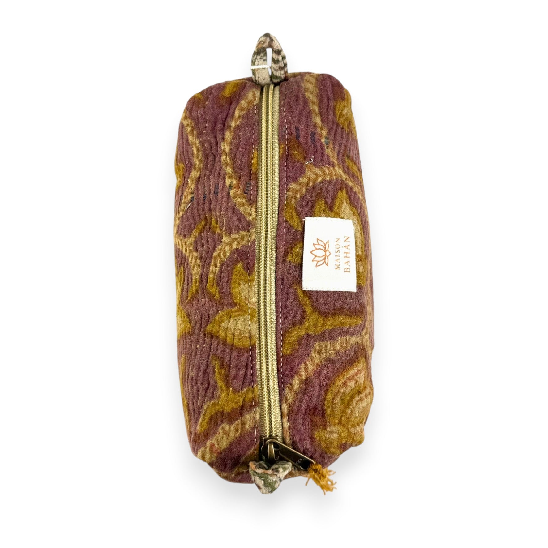 Trousse toilette maquillage Kantha Bagru en coton artisanal vintage accessoire yoga bohème femme Maison Bahan
