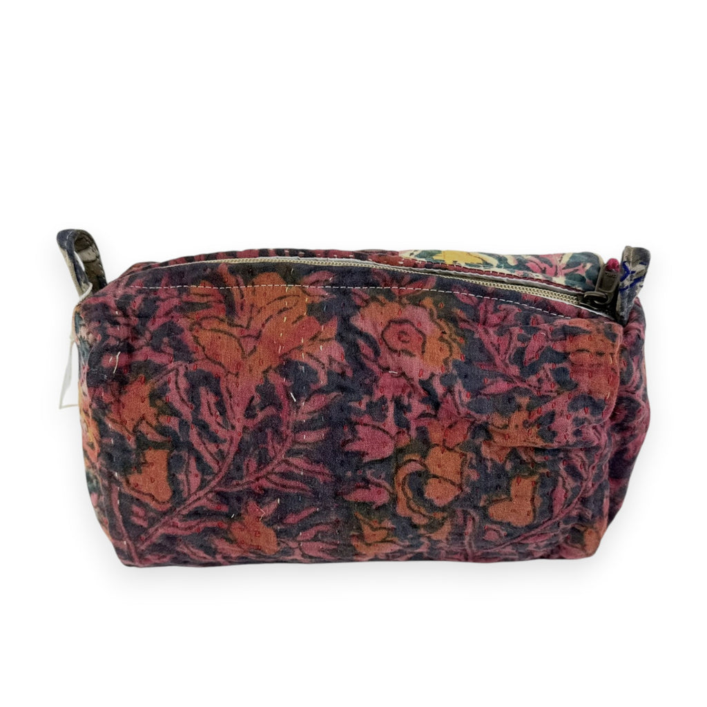 Trousse toilette maquillage Kantha Bagru en coton artisanal vintage accessoire yoga bohème femme Maison Bahan