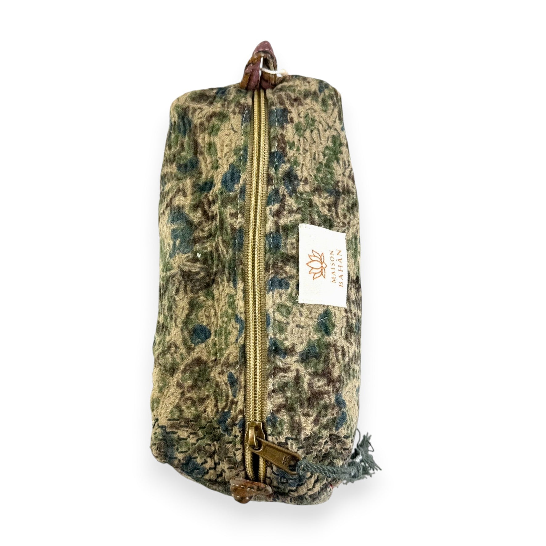Trousse toilette maquillage Kantha Bagru en coton artisanal vintage accessoire yoga bohème femme Maison Bahan