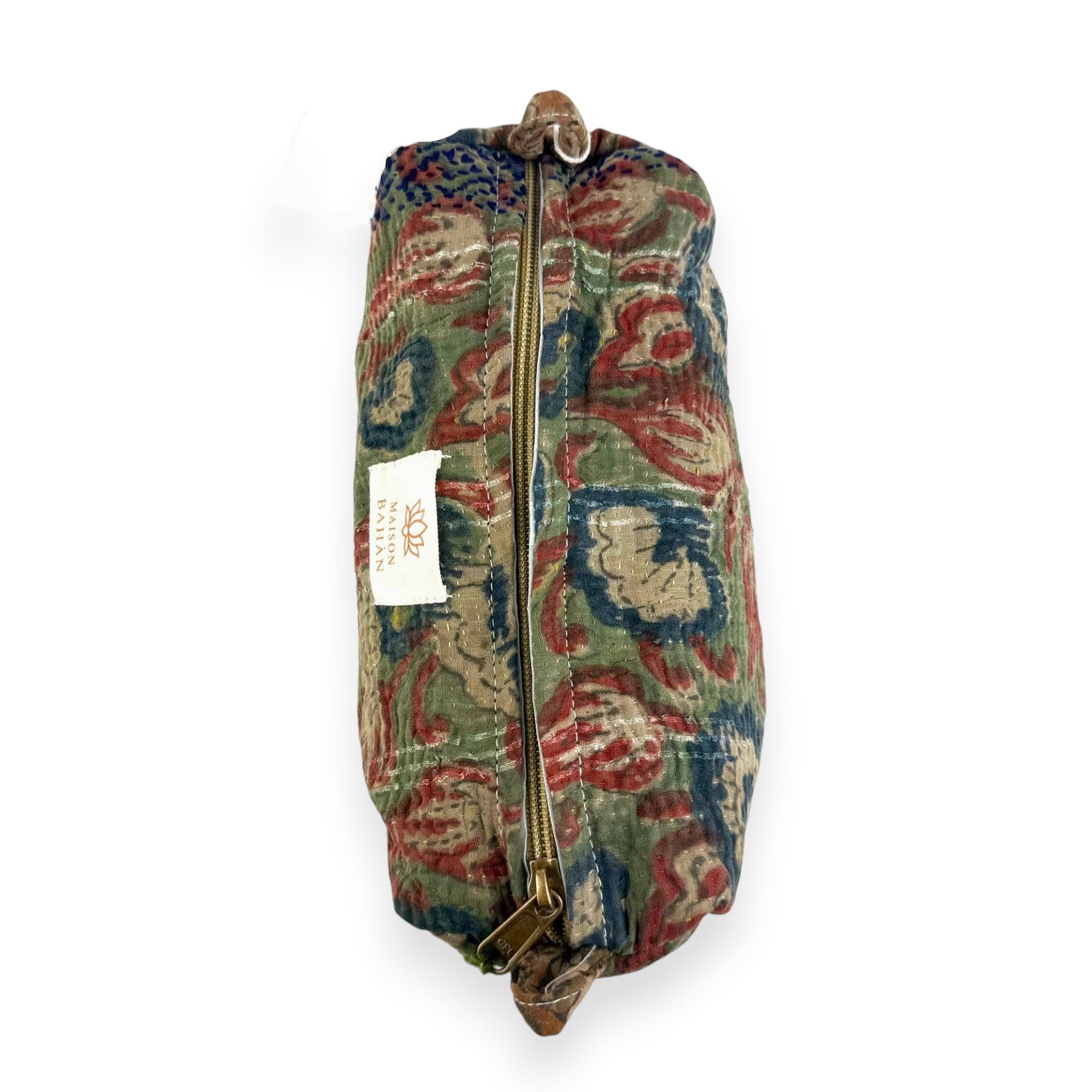 Trousse toilette maquillage Kantha Bagru en coton artisanal vintage accessoire yoga bohème femme Maison Bahan