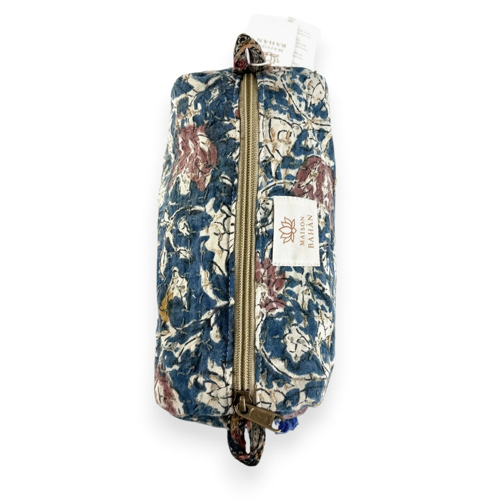 Trousse toilette maquillage Kantha Bagru en coton artisanal vintage accessoire yoga bohème femme Maison Bahan