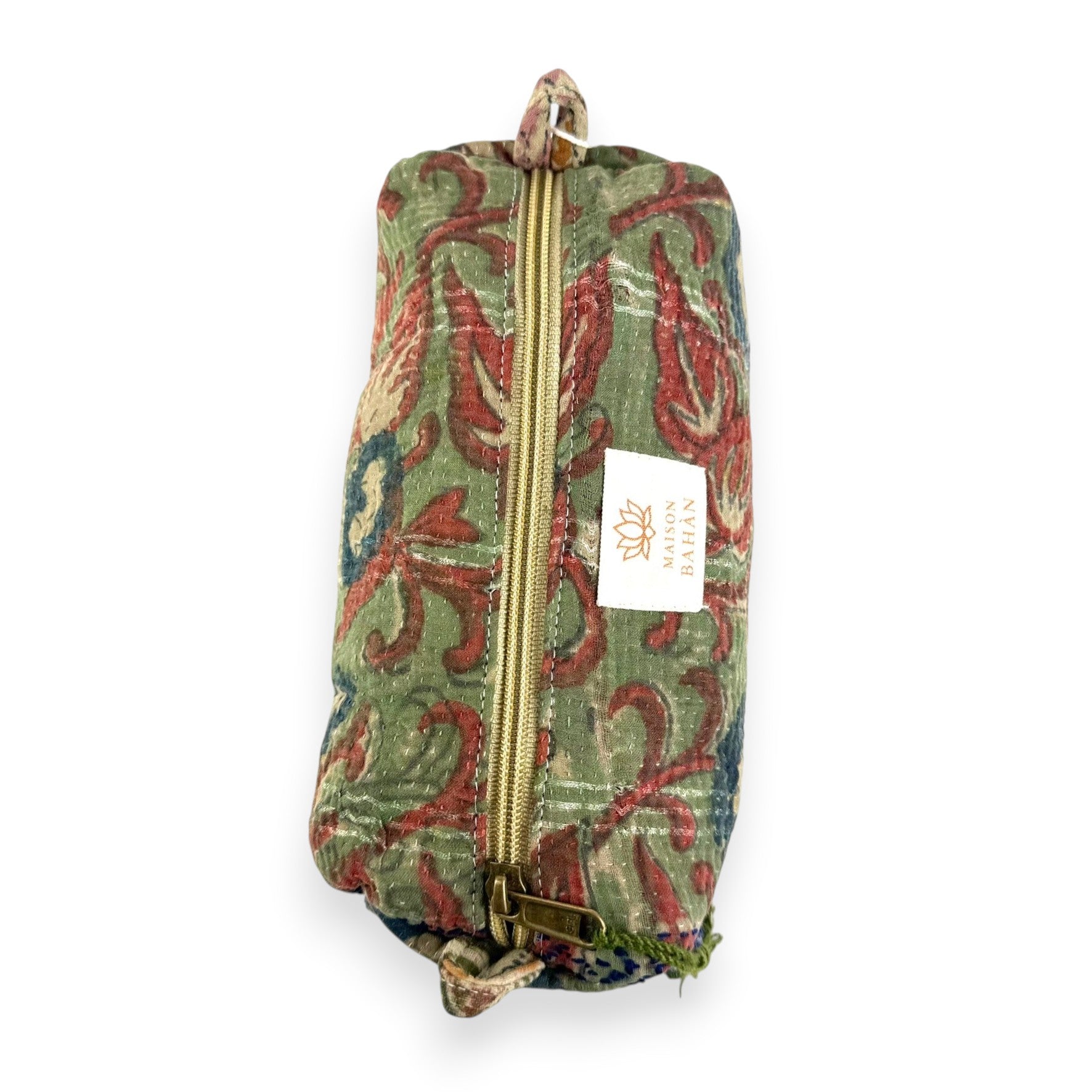 Trousse toilette maquillage Kantha Bagru en coton artisanal vintage accessoire yoga bohème femme Maison Bahan