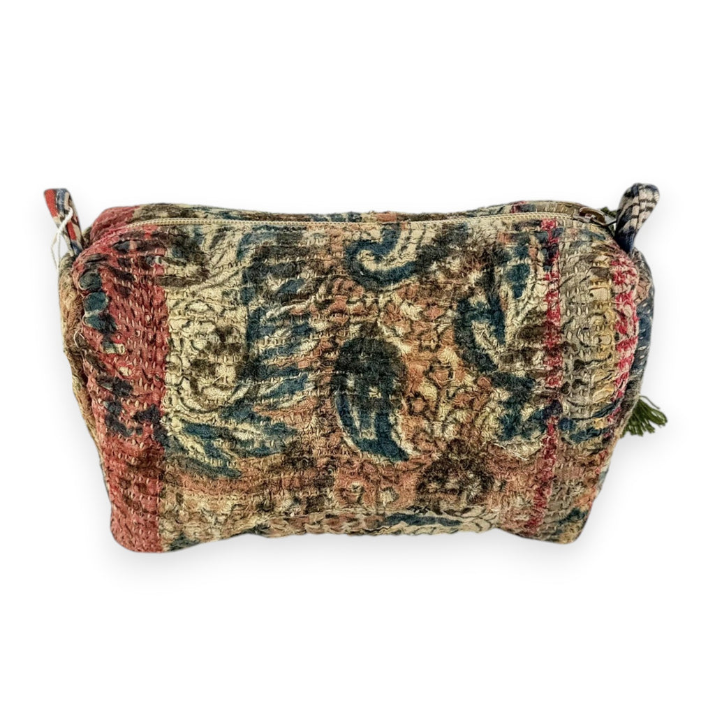 Trousse toilette maquillage Kantha Bagru en coton artisanal vintage accessoire yoga bohème femme Maison Bahan
