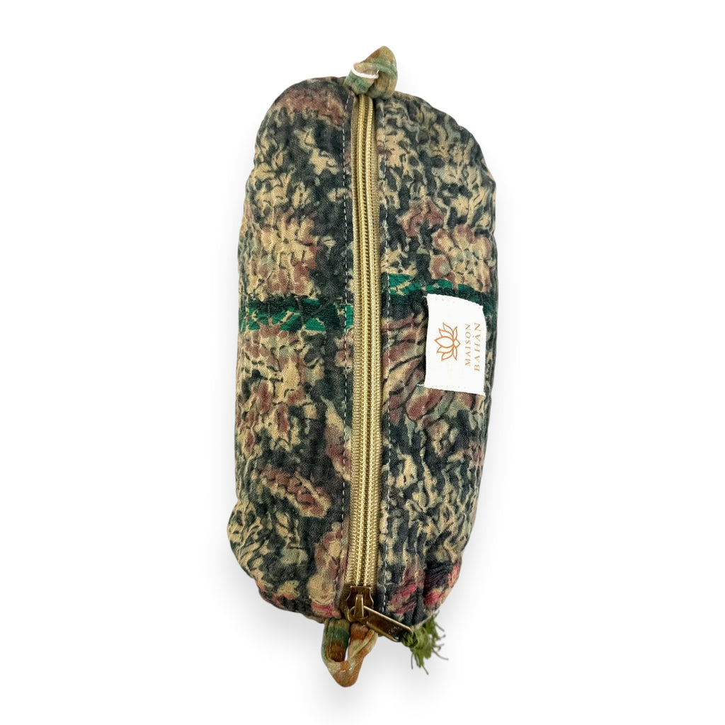Trousse toilette maquillage Kantha Bagru en coton artisanal vintage accessoire yoga bohème femme Maison Bahan