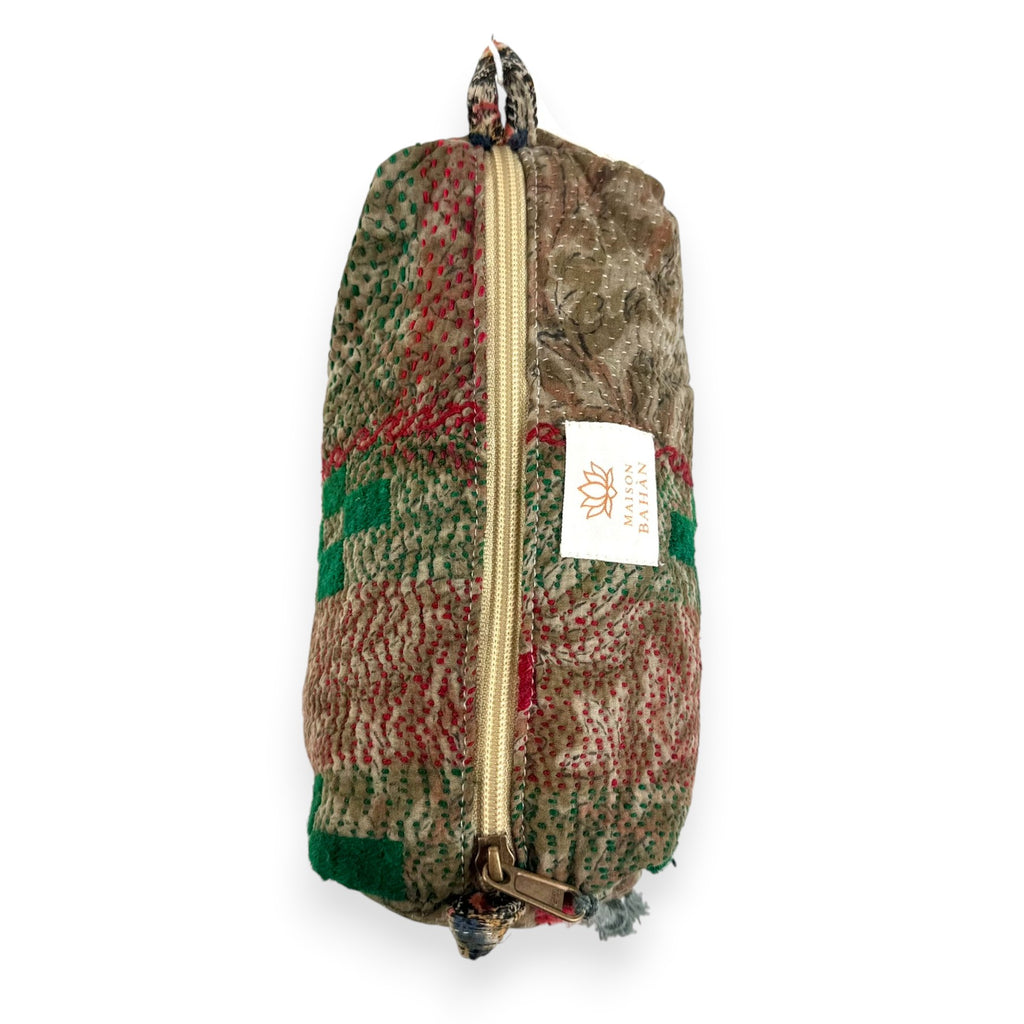 Trousse toilette maquillage Kantha Bagru en coton artisanal vintage accessoire yoga bohème femme Maison Bahan