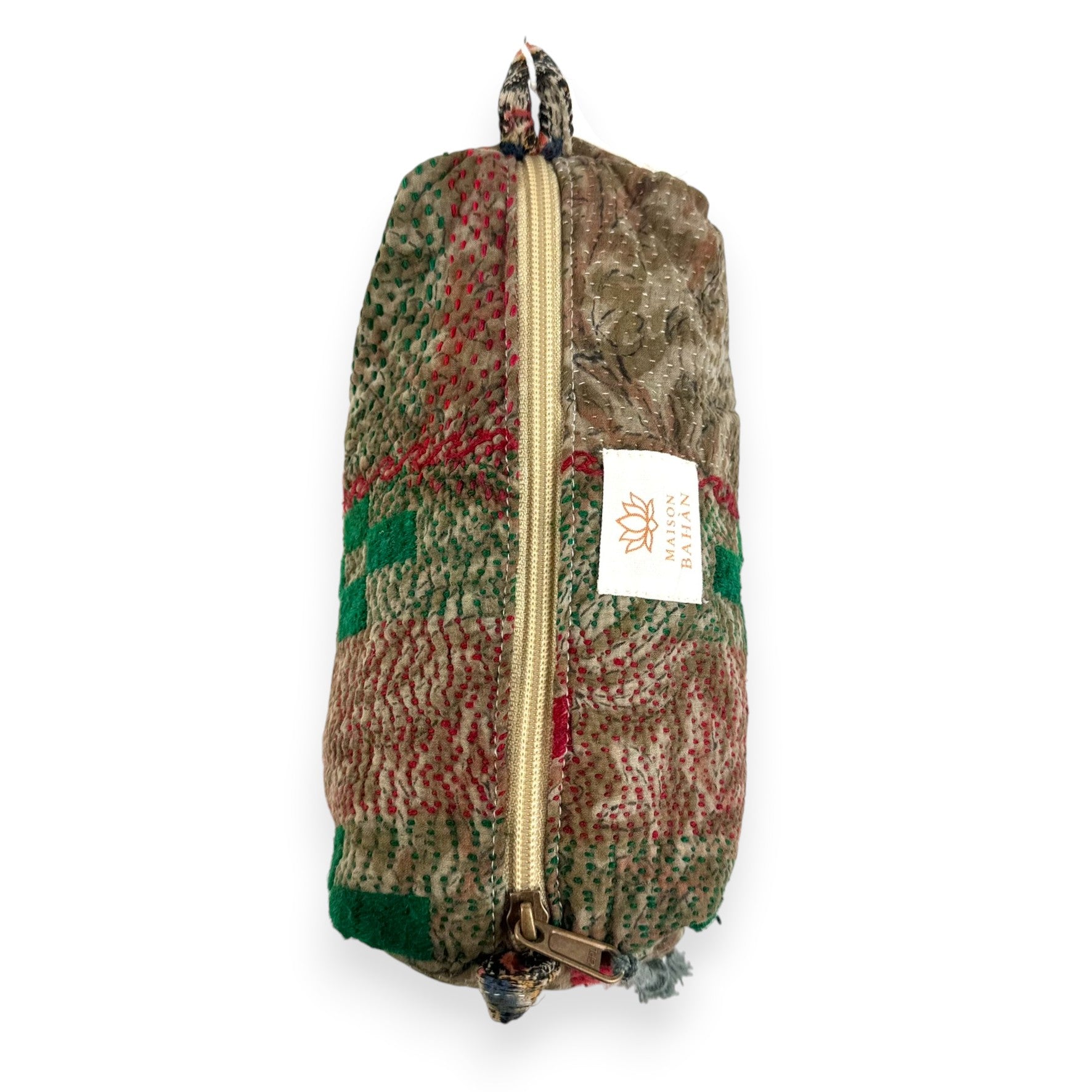 Trousse toilette maquillage Kantha Bagru en coton artisanal vintage accessoire yoga bohème femme Maison Bahan