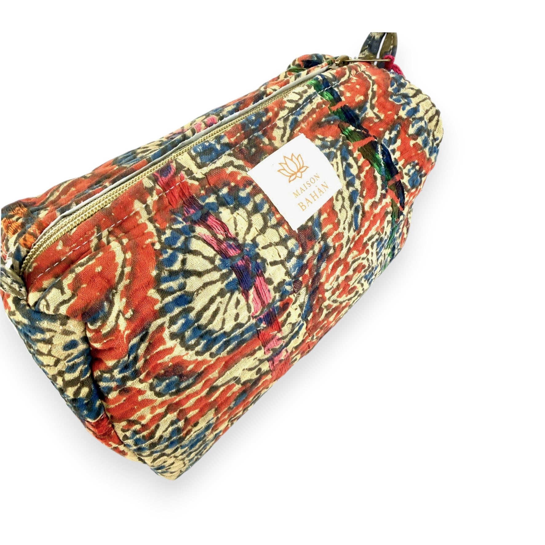 Trousse toilette maquillage Kantha Bagru en coton artisanal vintage accessoire yoga bohème femme Maison Bahan