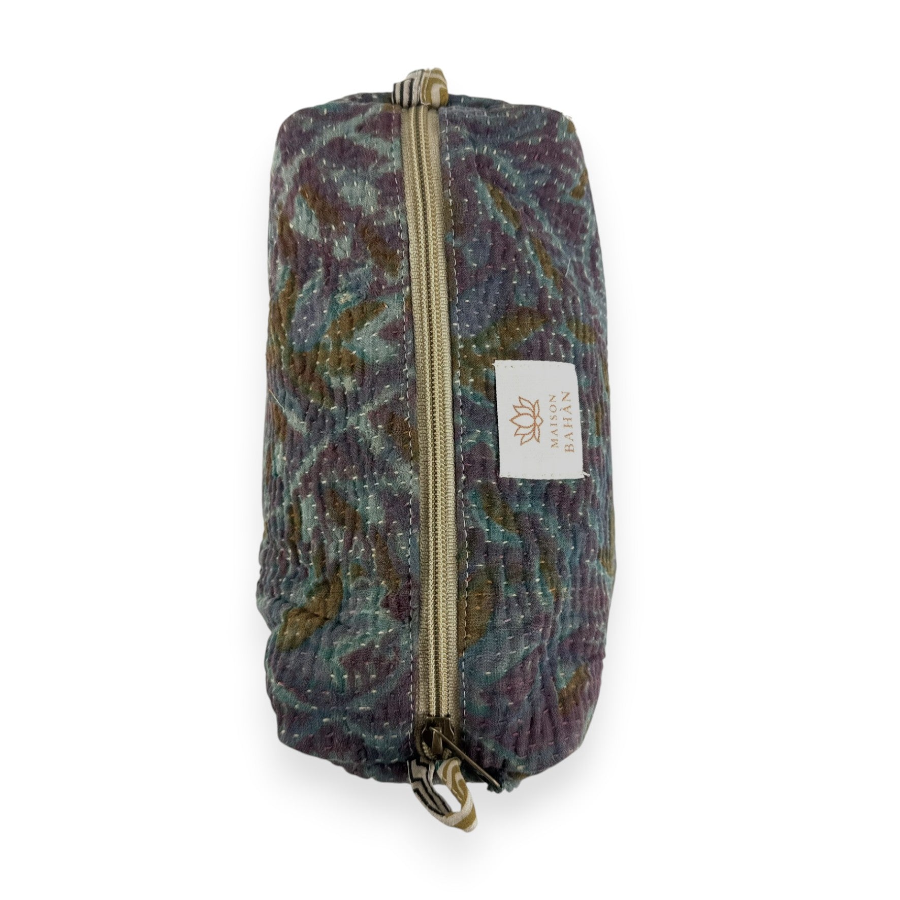 Trousse toilette maquillage Kantha Bagru en coton artisanal vintage accessoire yoga bohème femme Maison Bahan