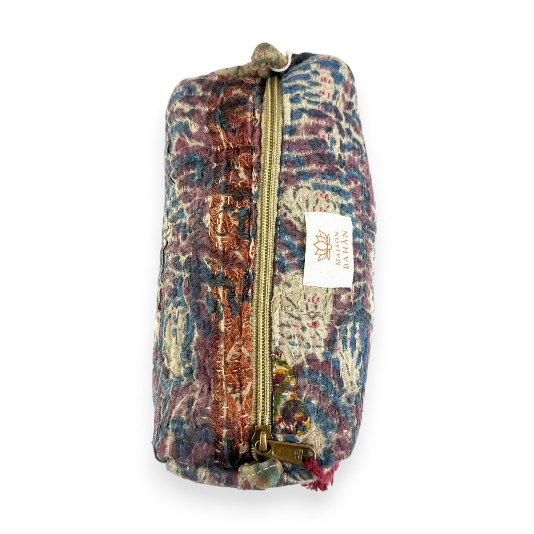 Trousse toilette maquillage Kantha Bagru en coton artisanal vintage accessoire yoga bohème femme Maison Bahan