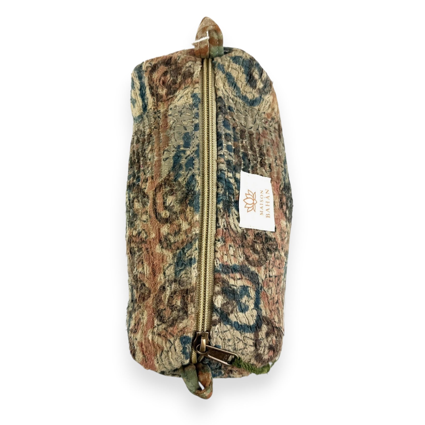 Trousse toilette maquillage Kantha Bagru en coton artisanal vintage accessoire yoga bohème femme Maison Bahan