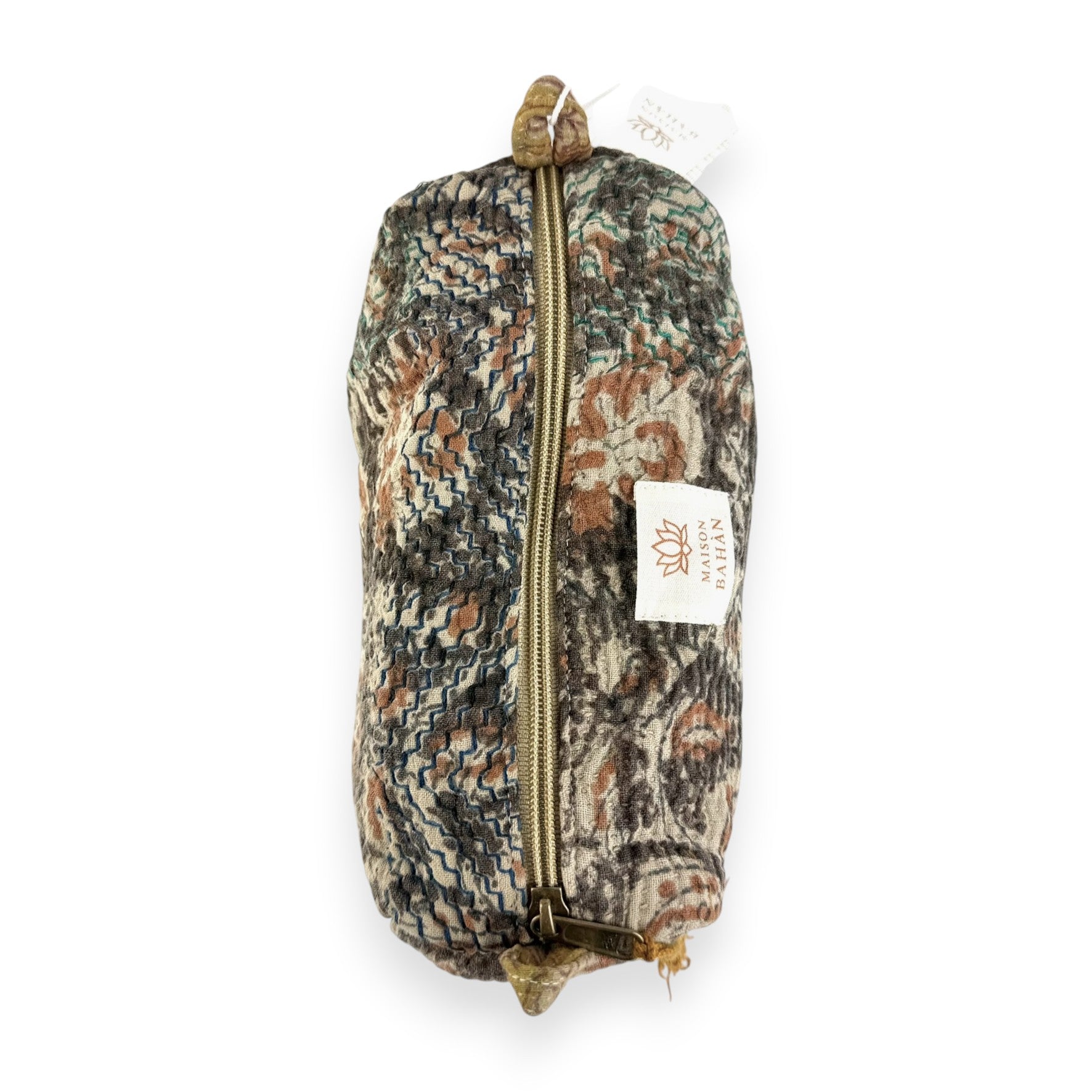 Trousse toilette maquillage Kantha Bagru en coton artisanal vintage accessoire yoga bohème femme Maison Bahan