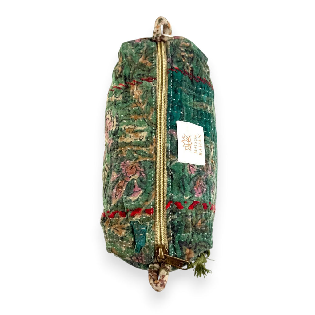 Trousse toilette maquillage Kantha Bagru en coton artisanal vintage accessoire yoga bohème femme Maison Bahan