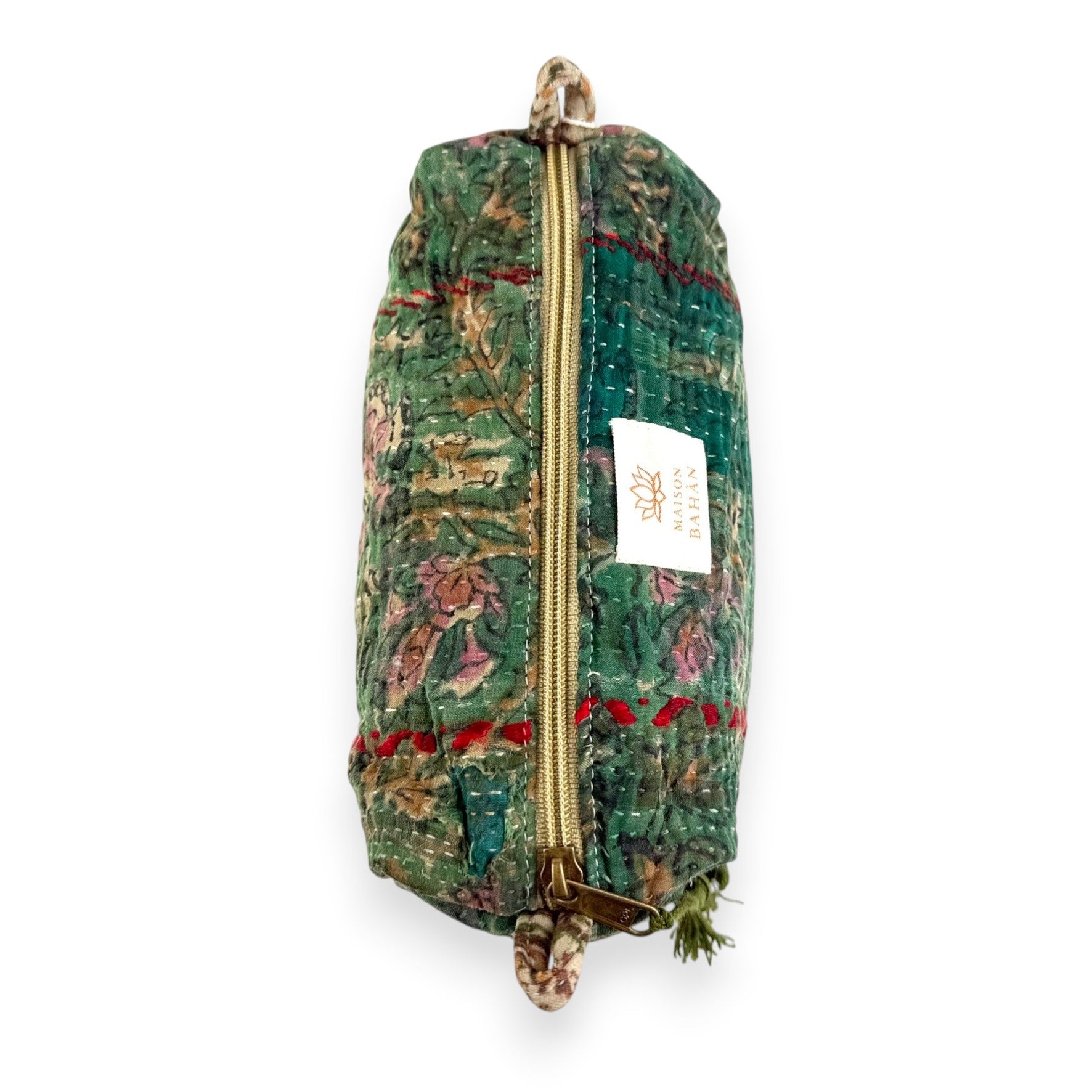 Trousse toilette maquillage Kantha Bagru en coton artisanal vintage accessoire yoga bohème femme Maison Bahan
