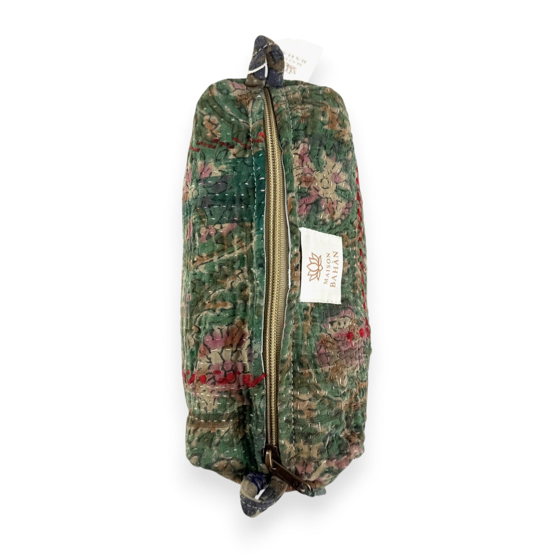 Trousse toilette maquillage Kantha Bagru en coton artisanal vintage accessoire yoga bohème femme Maison Bahan
