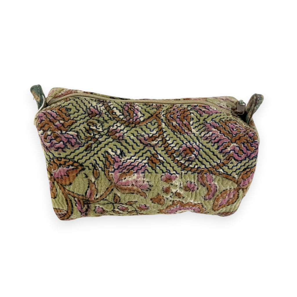 Trousse toilette maquillage Kantha Bagru en coton artisanal vintage accessoire yoga bohème femme Maison Bahan