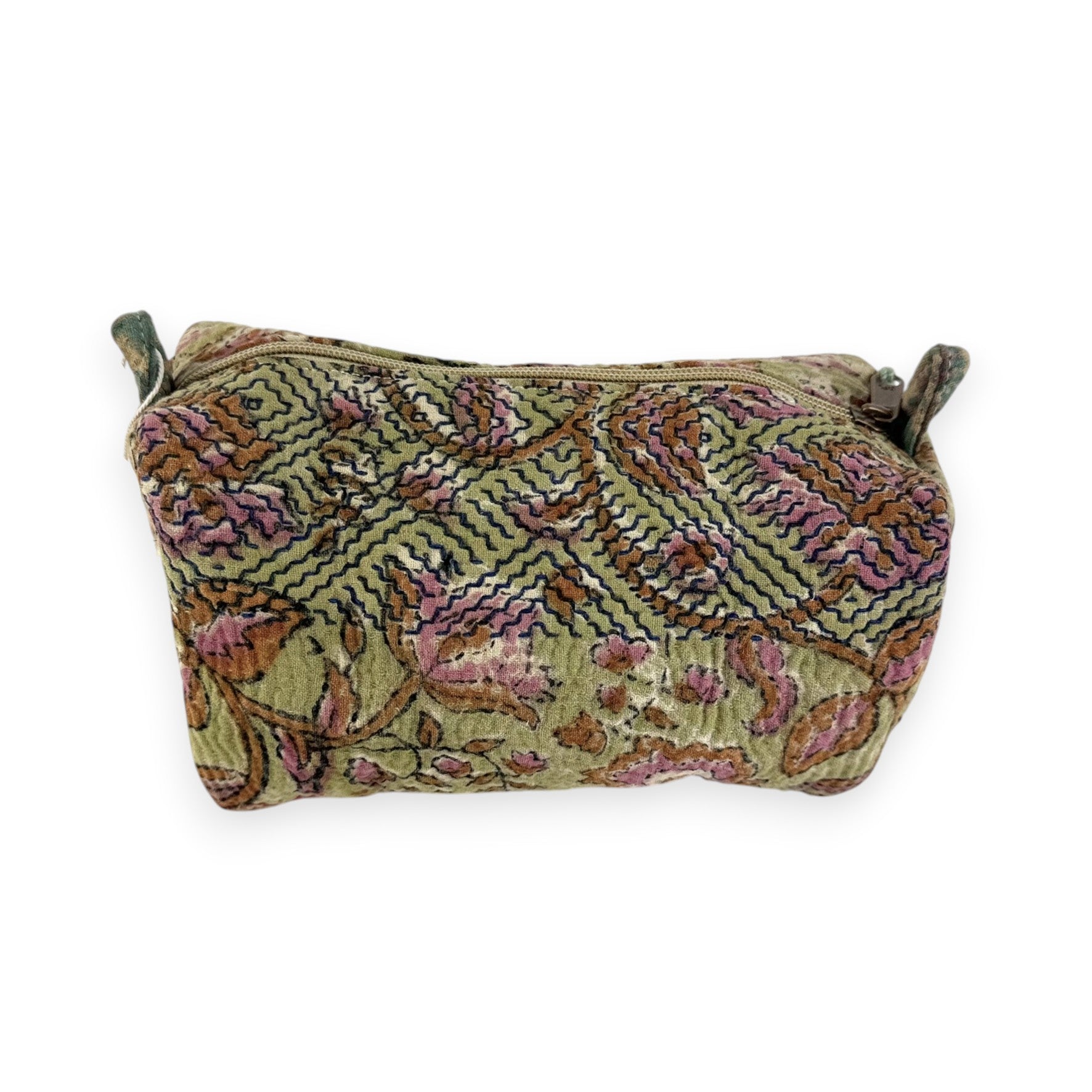 Trousse toilette maquillage Kantha Bagru en coton artisanal vintage accessoire yoga bohème femme Maison Bahan