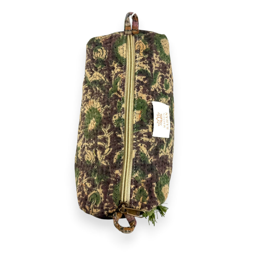 Trousse toilette maquillage Kantha Bagru en coton artisanal vintage accessoire yoga bohème femme Maison Bahan
