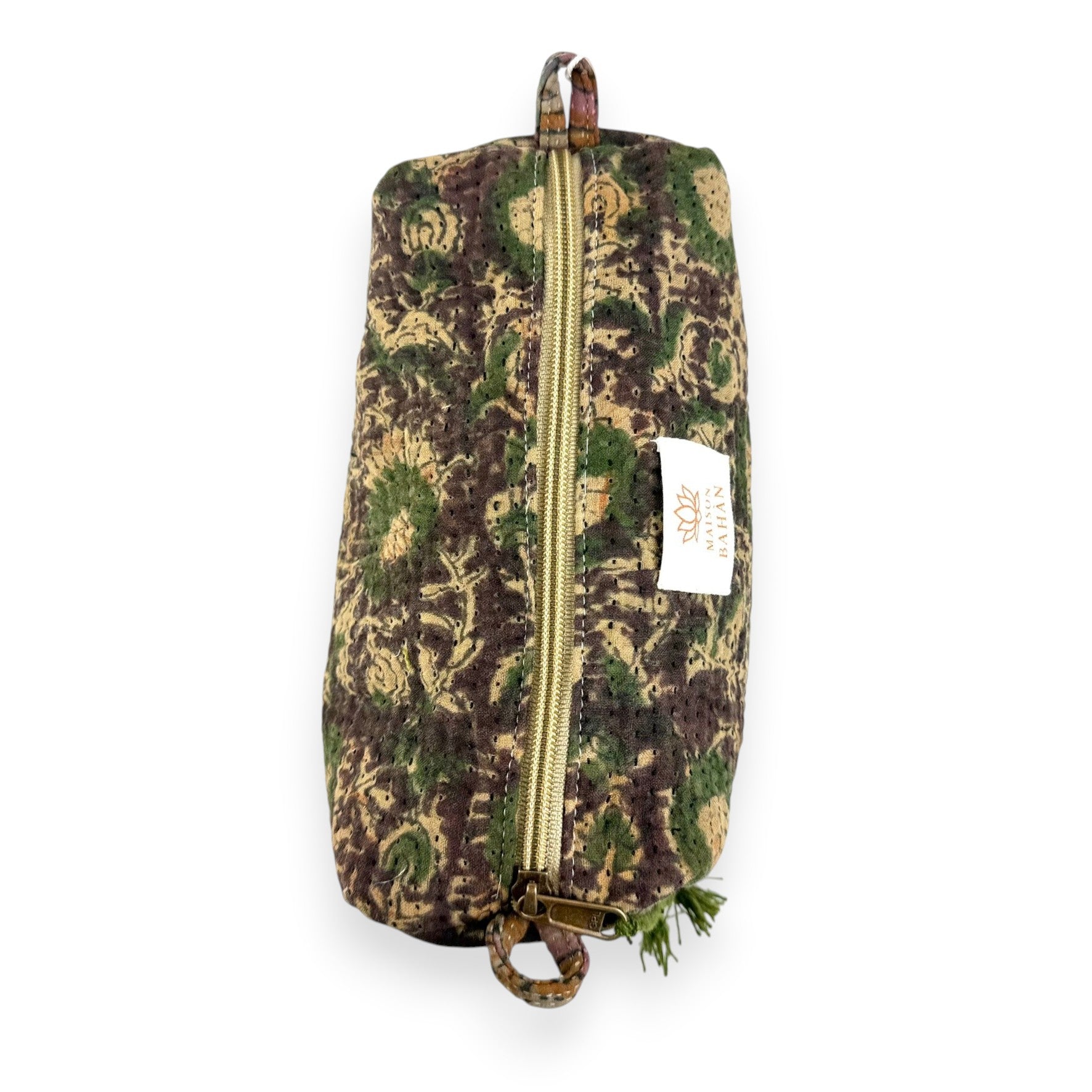Trousse toilette maquillage Kantha Bagru en coton artisanal vintage accessoire yoga bohème femme Maison Bahan
