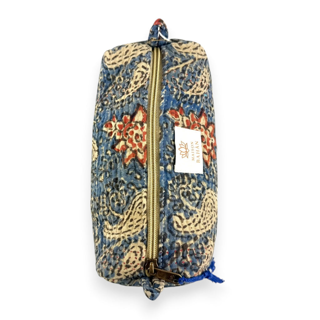 Trousse toilette maquillage Kantha Bagru en coton artisanal vintage accessoire yoga bohème femme Maison Bahan