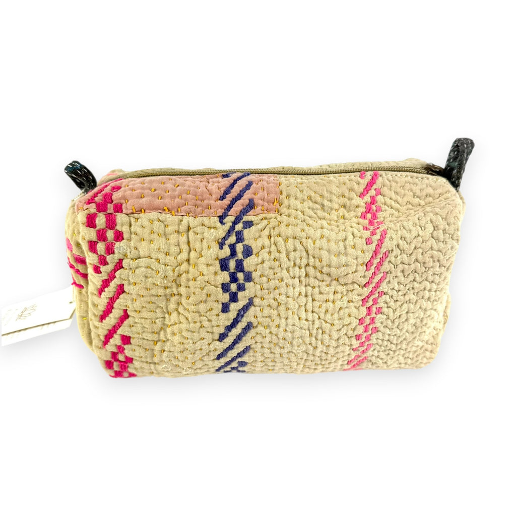 Trousse toilette maquillage Kantha Bagru en coton artisanal vintage accessoire yoga bohème femme Maison Bahan