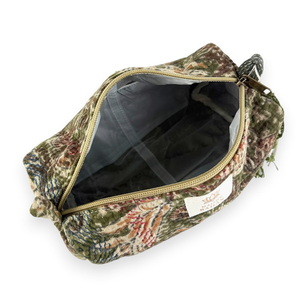 Trousse toilette maquillage Kantha Bagru en coton artisanal vintage accessoire yoga bohème femme Maison Bahan