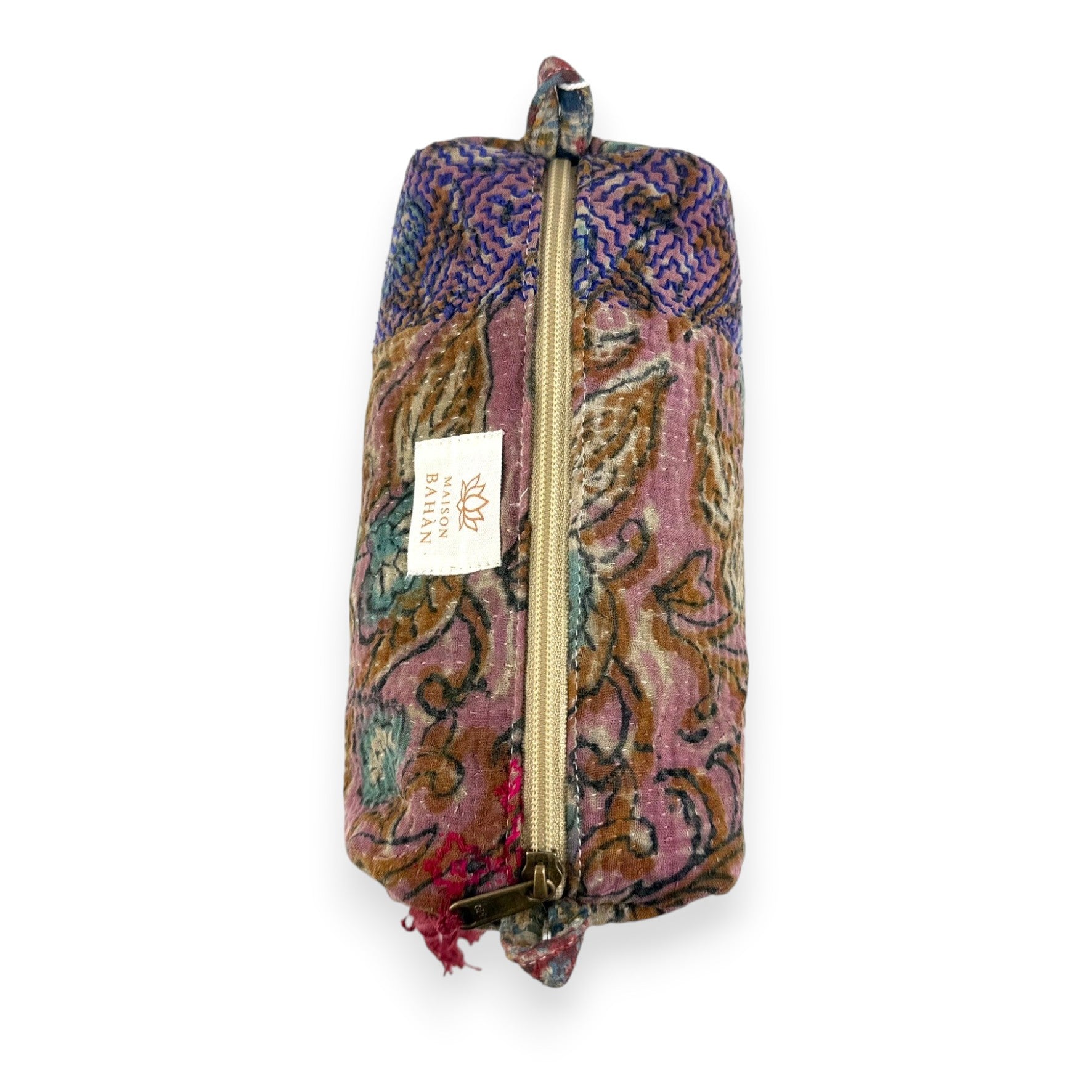 Trousse toilette maquillage Kantha Bagru en coton artisanal vintage accessoire yoga bohème femme Maison Bahan