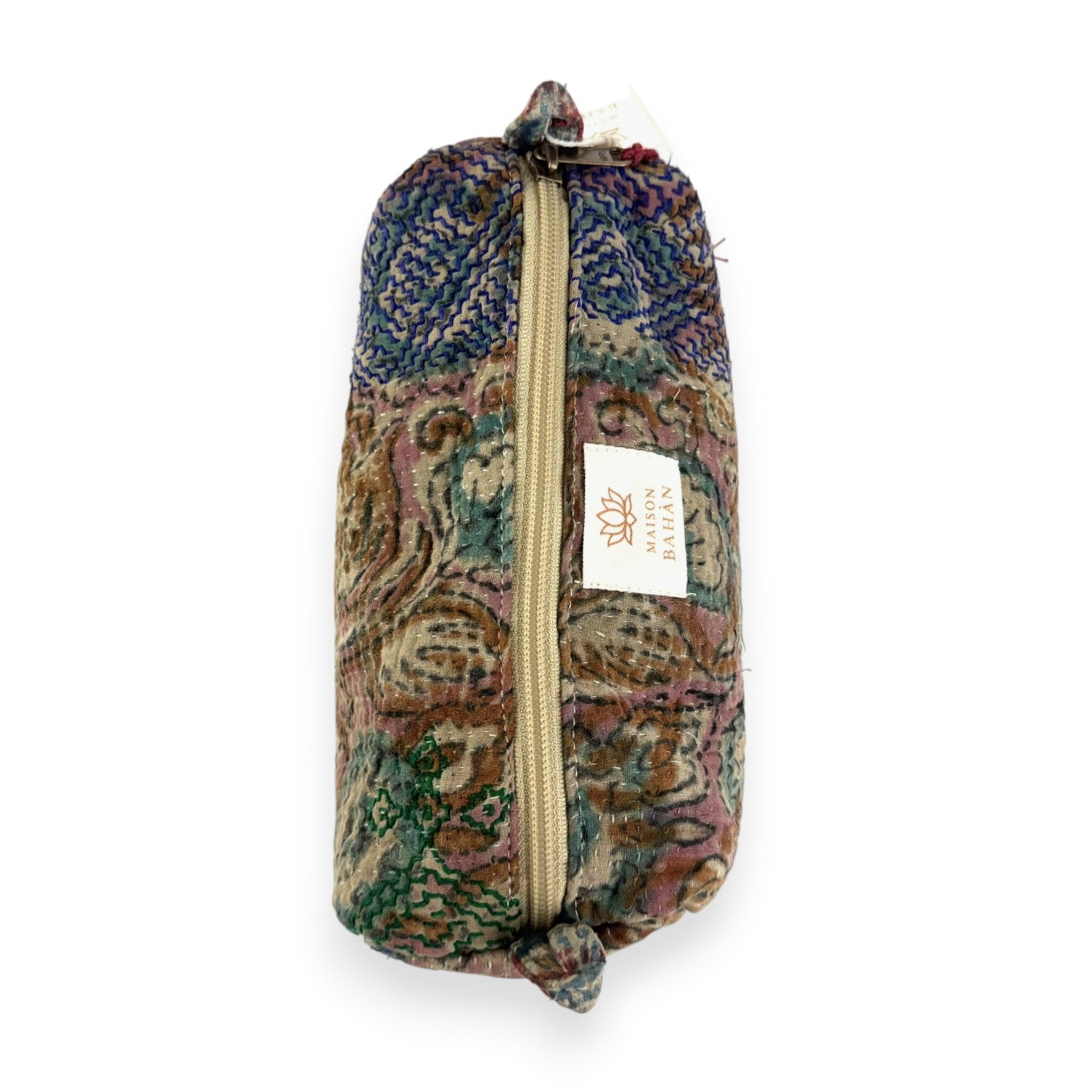 Trousse toilette maquillage Kantha Bagru en coton artisanal vintage accessoire yoga bohème femme Maison Bahan