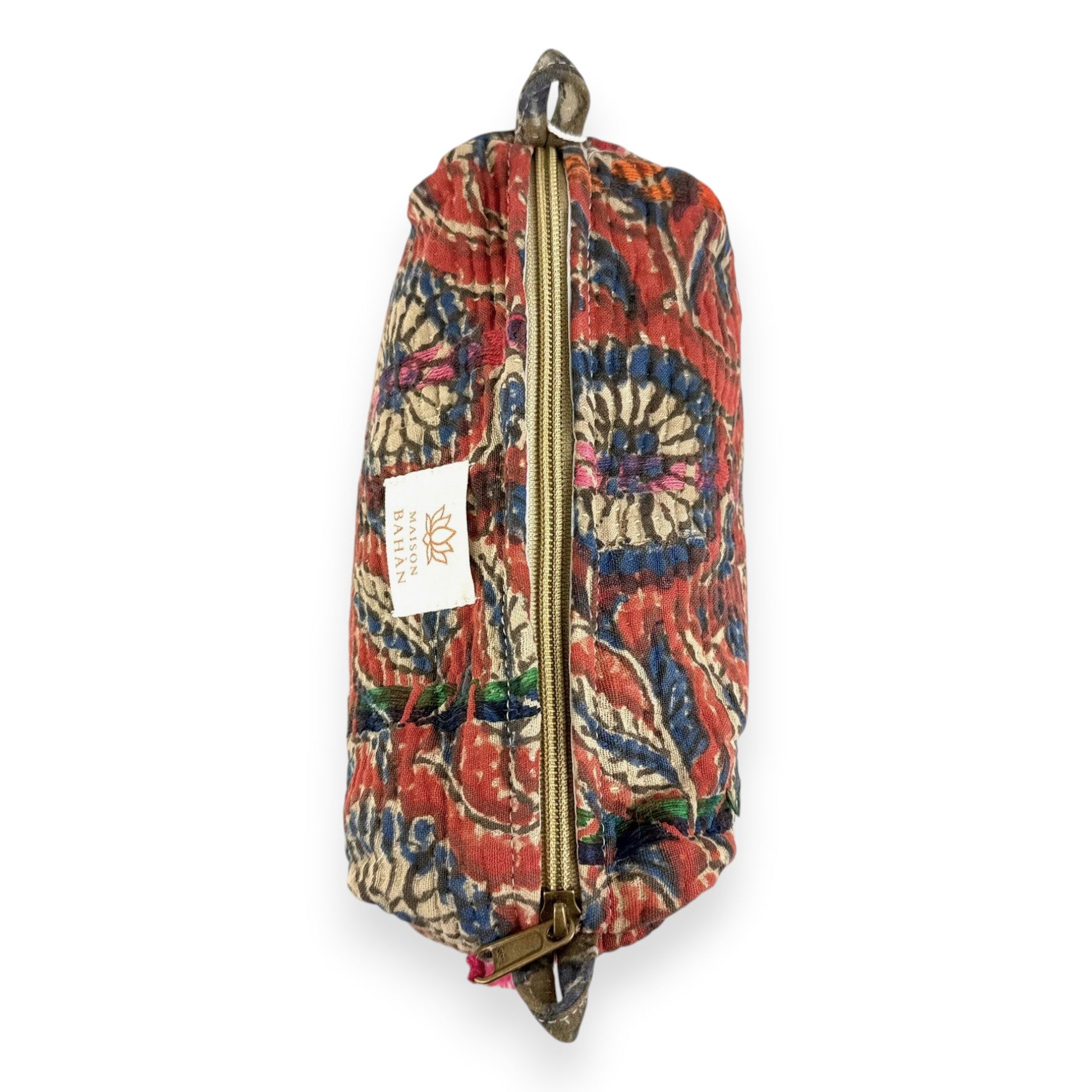 Trousse toilette maquillage Kantha Bagru en coton artisanal vintage accessoire yoga bohème femme Maison Bahan