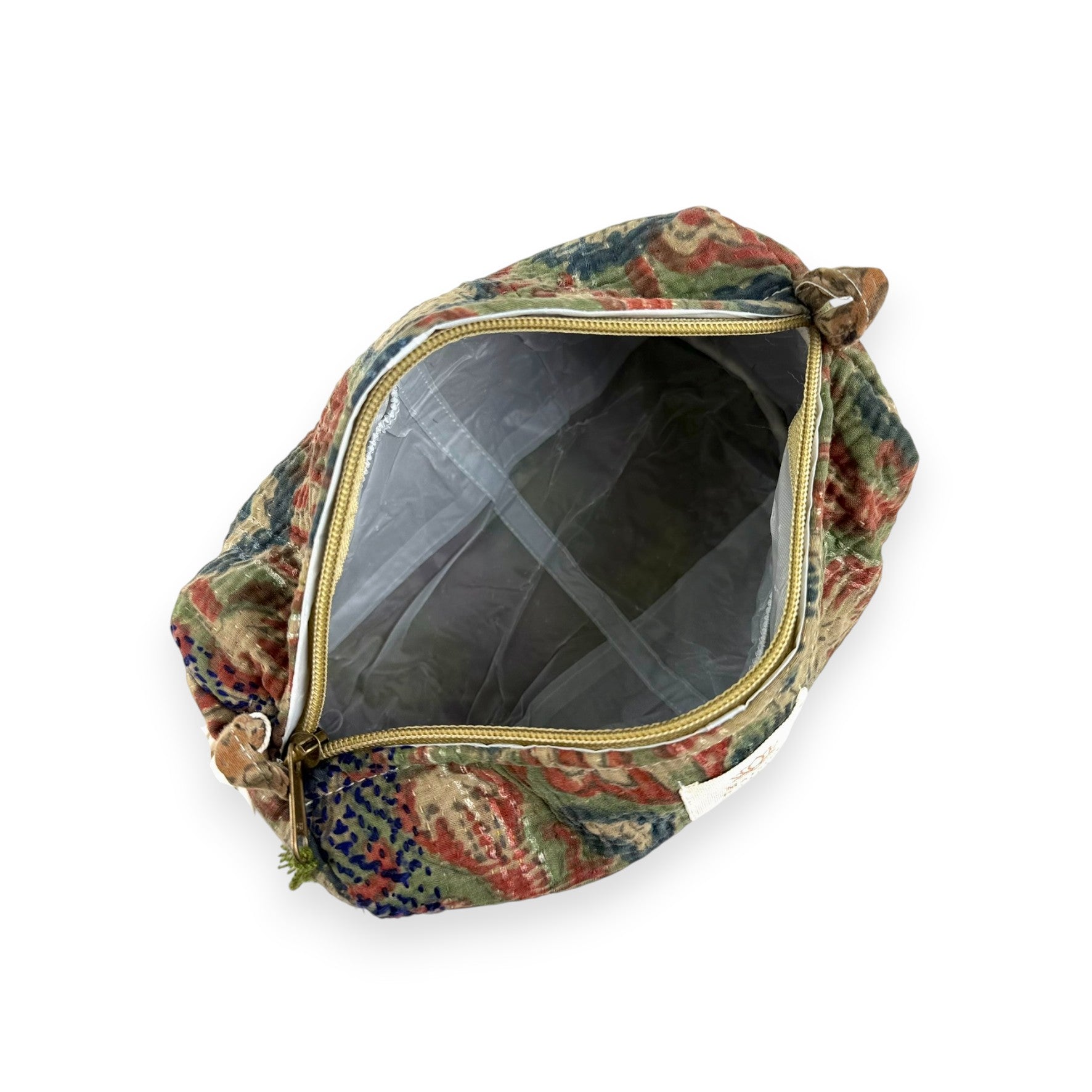 Trousse toilette maquillage Kantha Bagru en coton artisanal vintage accessoire yoga bohème femme Maison Bahan