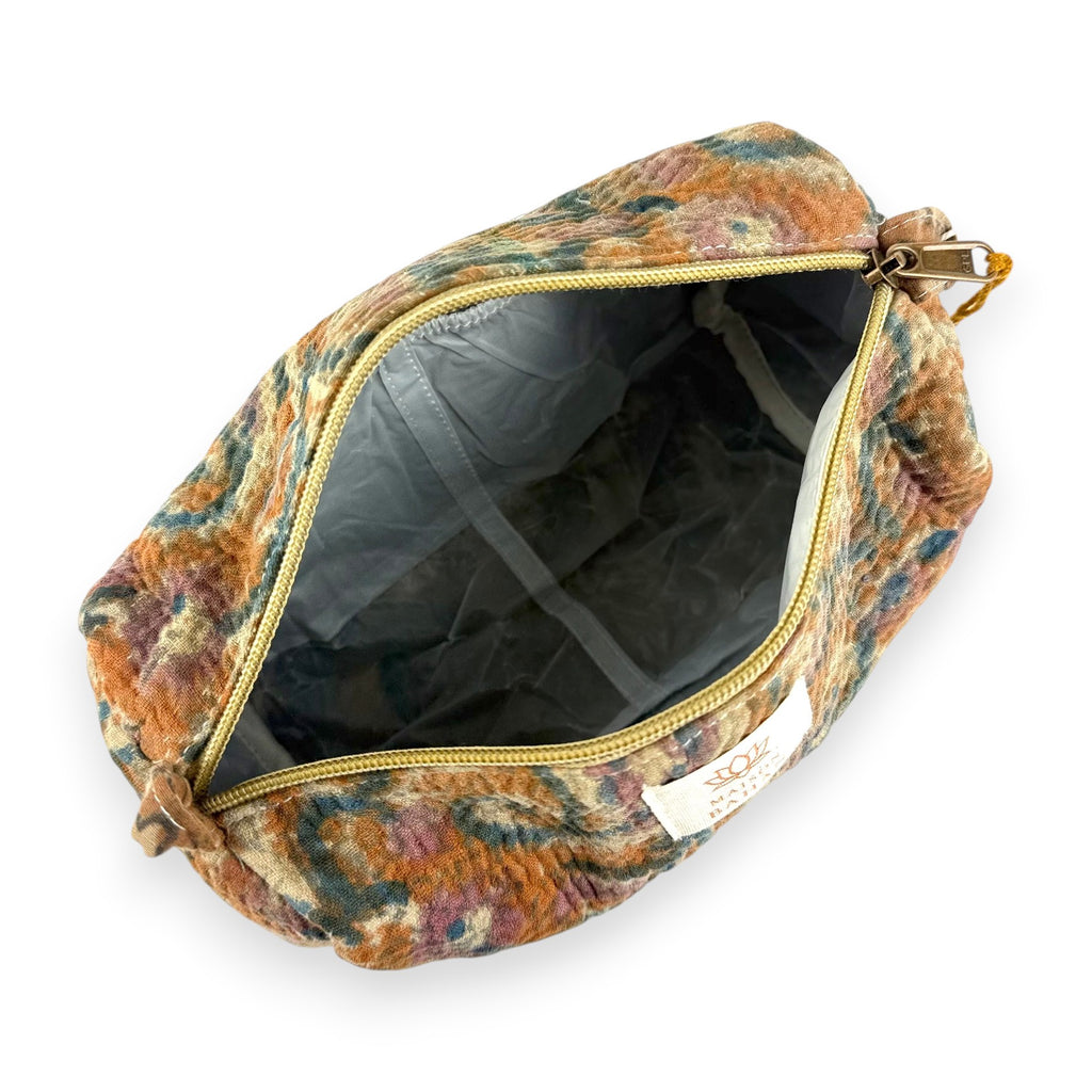 Trousse toilette maquillage Kantha Bagru en coton artisanal vintage accessoire yoga bohème femme Maison Bahan