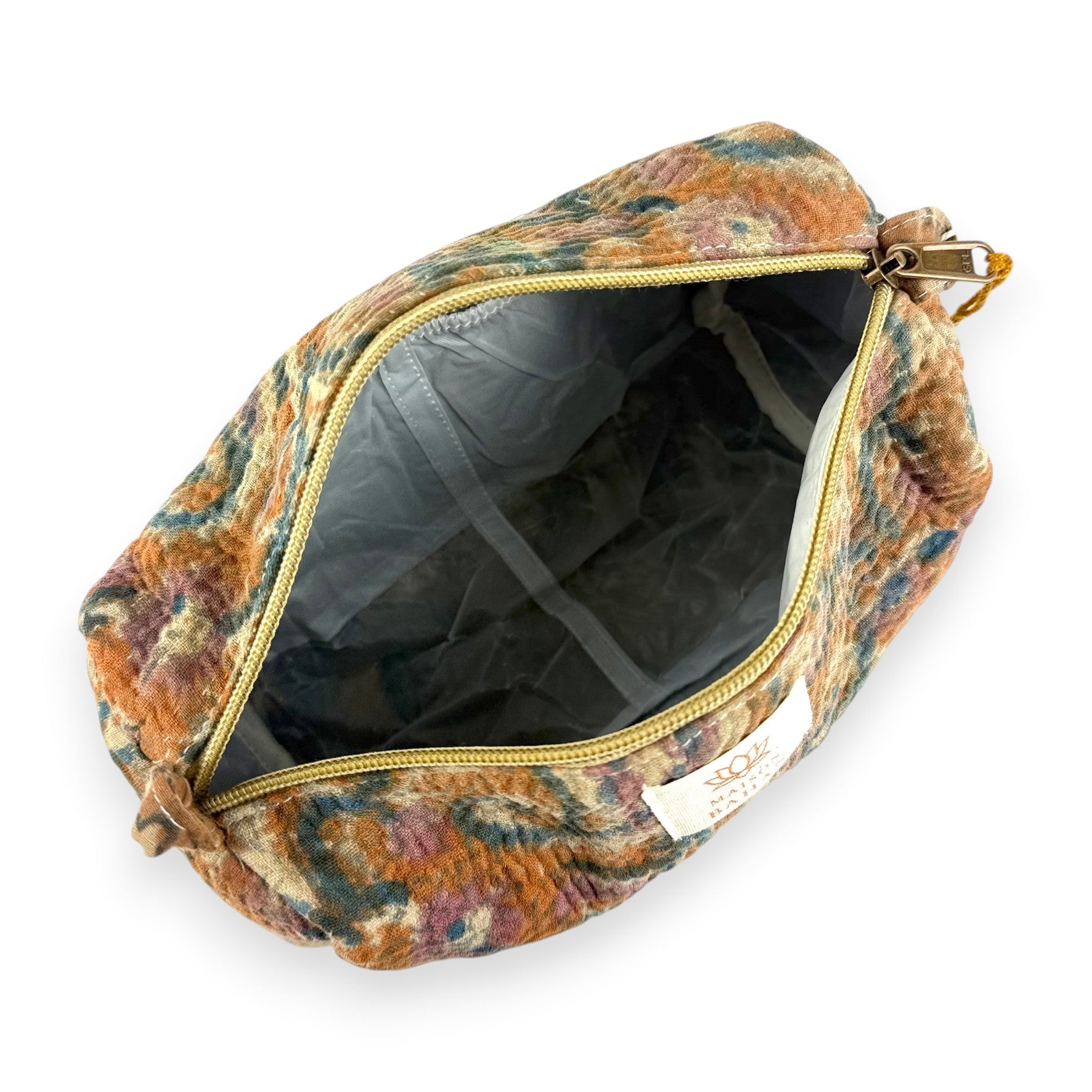 Trousse toilette maquillage Kantha Bagru en coton artisanal vintage accessoire yoga bohème femme Maison Bahan