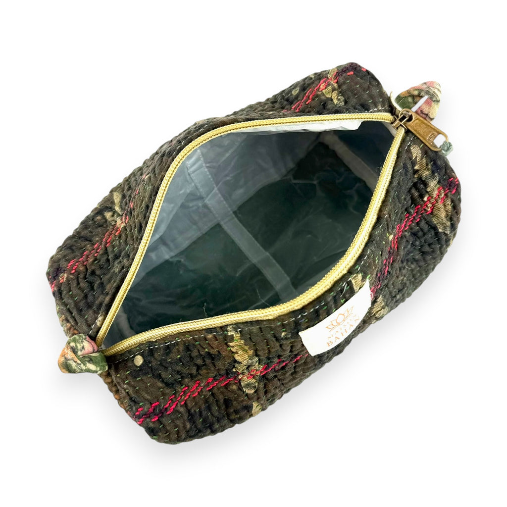 Trousse toilette maquillage Kantha Bagru en coton artisanal vintage accessoire yoga bohème femme Maison Bahan