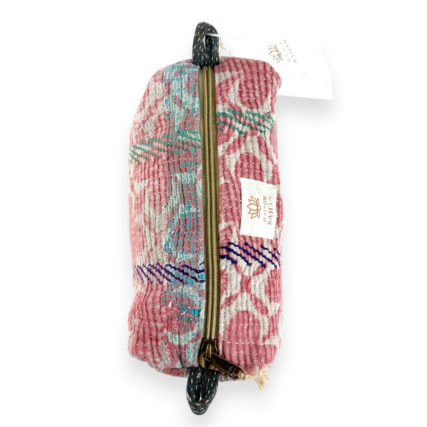 Trousse toilette maquillage Kantha Bagru en coton artisanal vintage accessoire yoga bohème femme Maison Bahan