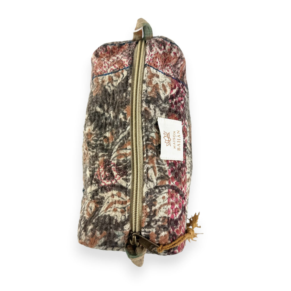 Trousse toilette maquillage Kantha Bagru en coton artisanal vintage accessoire yoga bohème femme Maison Bahan