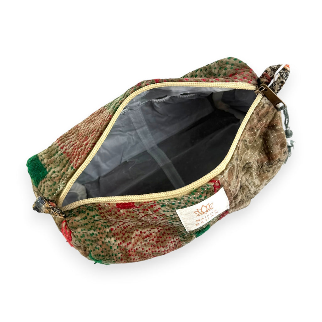 Trousse toilette maquillage Kantha Bagru en coton artisanal vintage accessoire yoga bohème femme Maison Bahan