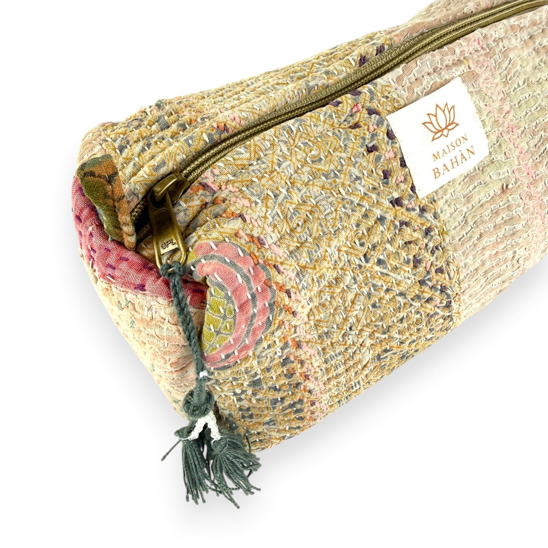 Trousse toilette maquillage Kantha Bagru en coton artisanal vintage accessoire yoga bohème femme Maison Bahan