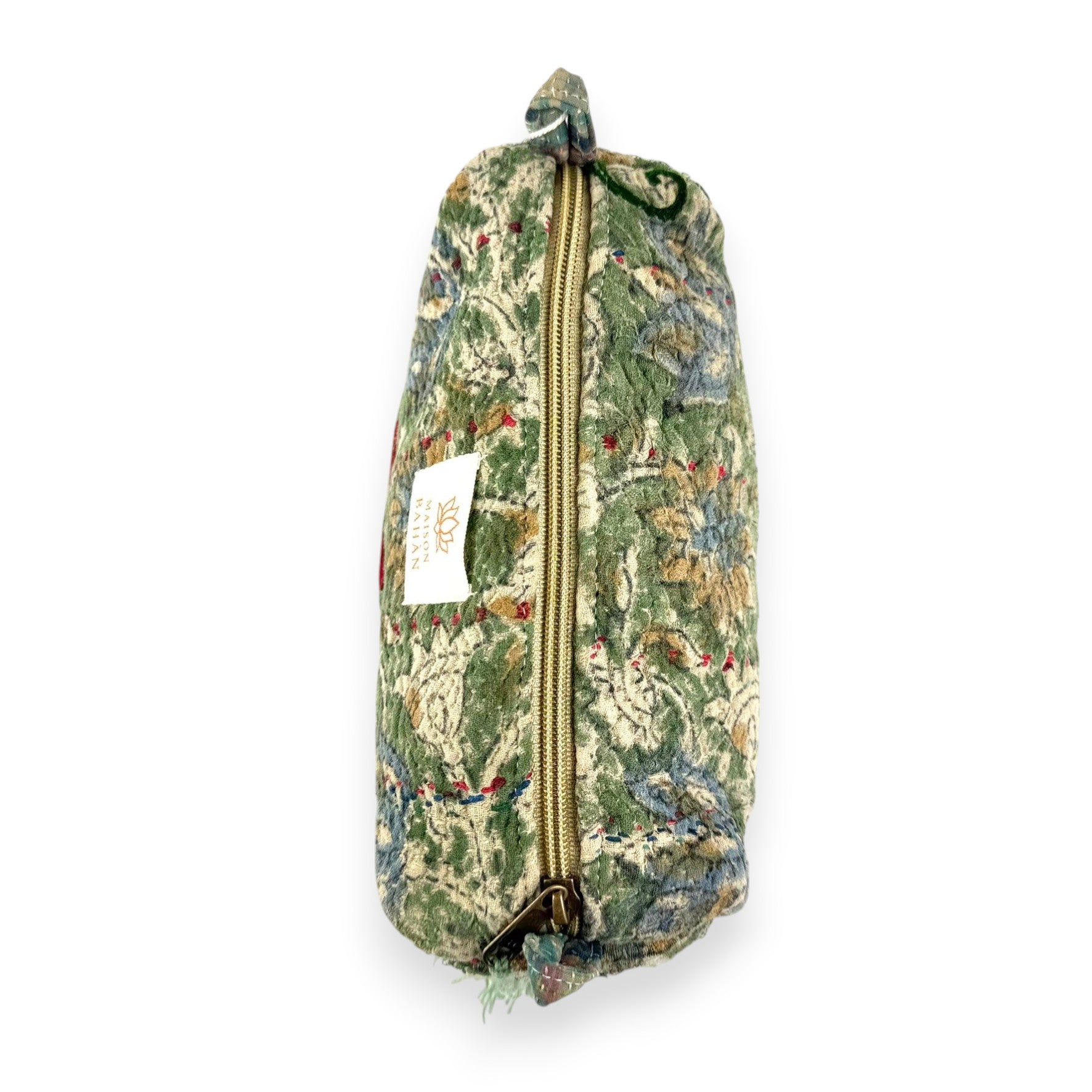 Trousse toilette maquillage Kantha Bagru en coton artisanal vintage accessoire yoga bohème femme Maison Bahan