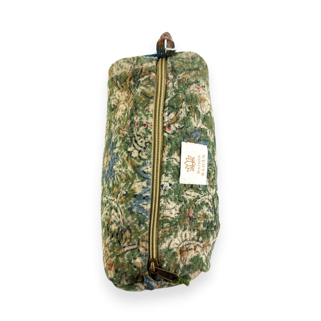 Trousse toilette maquillage Kantha Bagru en coton artisanal vintage accessoire yoga bohème femme Maison Bahan