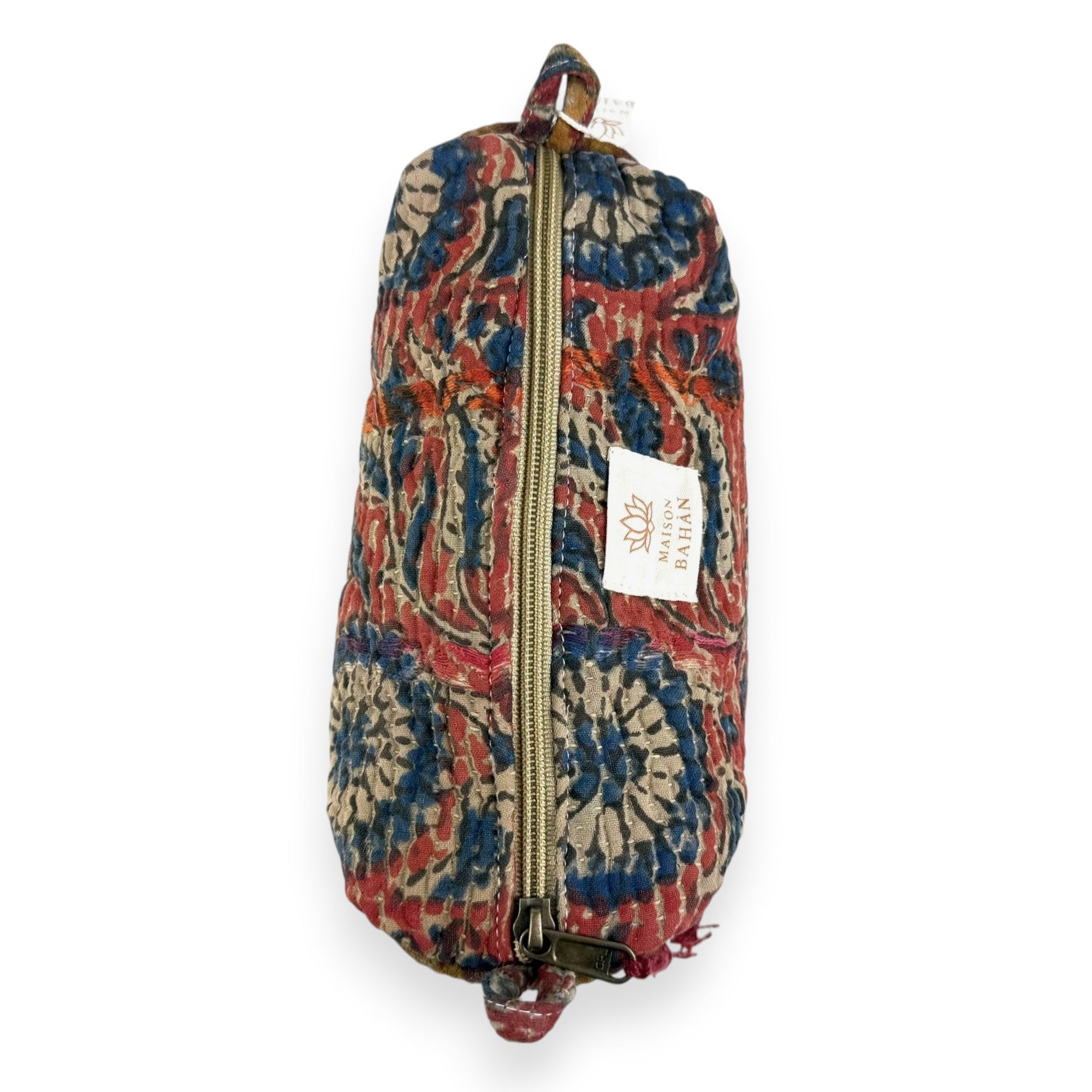 Trousse toilette maquillage Kantha Bagru en coton artisanal vintage accessoire yoga bohème femme Maison Bahan
