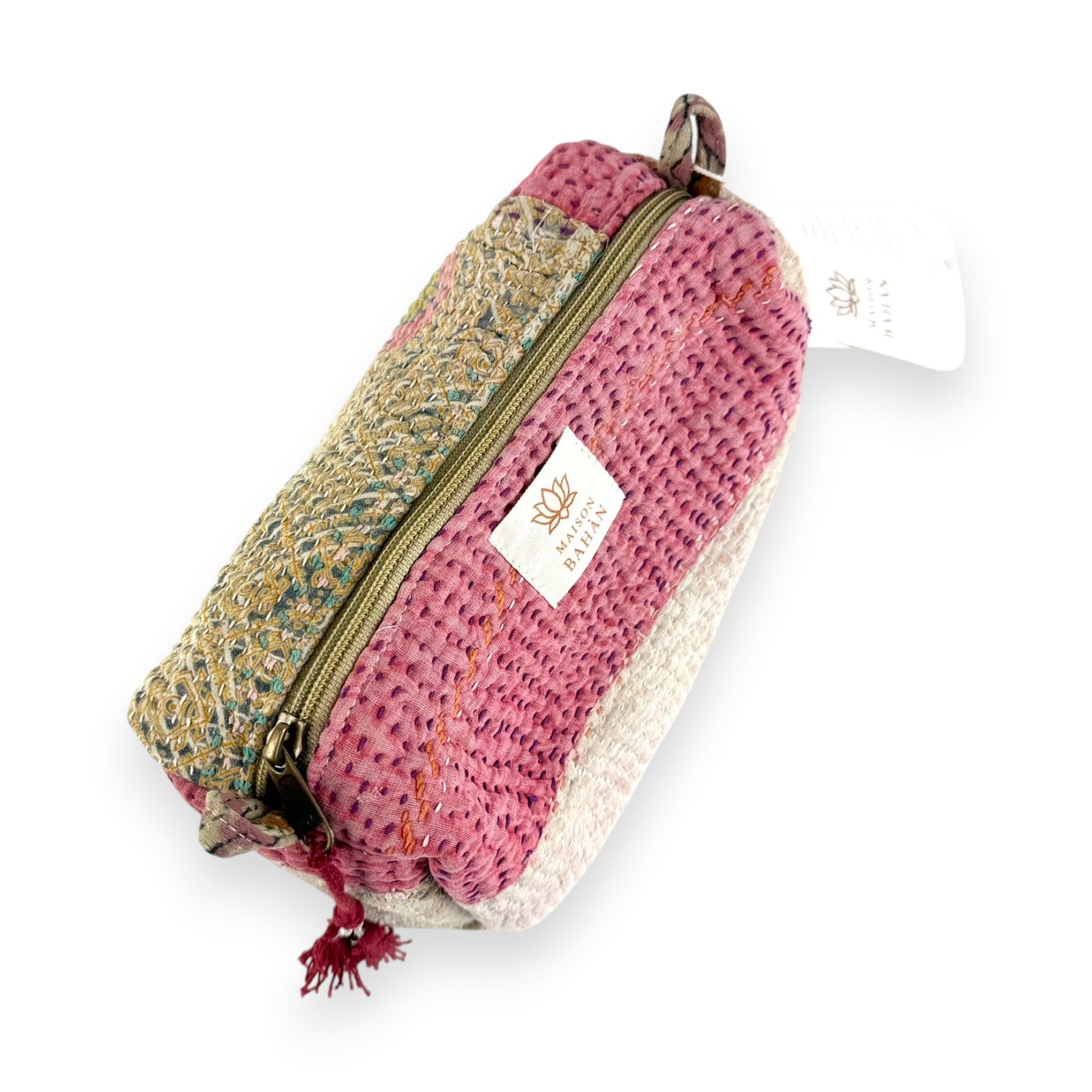 Trousse toilette maquillage Kantha Bagru en coton artisanal vintage accessoire yoga bohème femme Maison Bahan