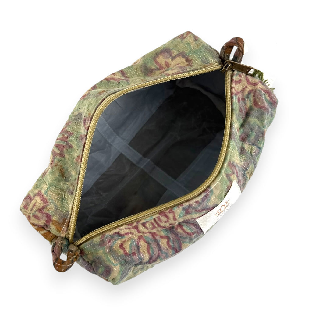Trousse toilette maquillage Kantha Bagru en coton artisanal vintage accessoire yoga bohème femme Maison Bahan