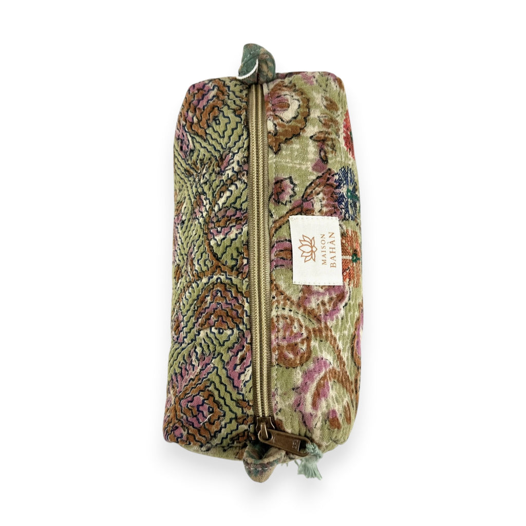 Trousse toilette maquillage Kantha Bagru en coton artisanal vintage accessoire yoga bohème femme Maison Bahan