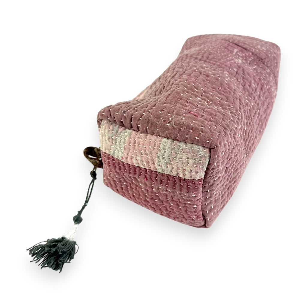 Trousse toilette maquillage Kantha Bagru en coton artisanal vintage accessoire yoga bohème femme Maison Bahan