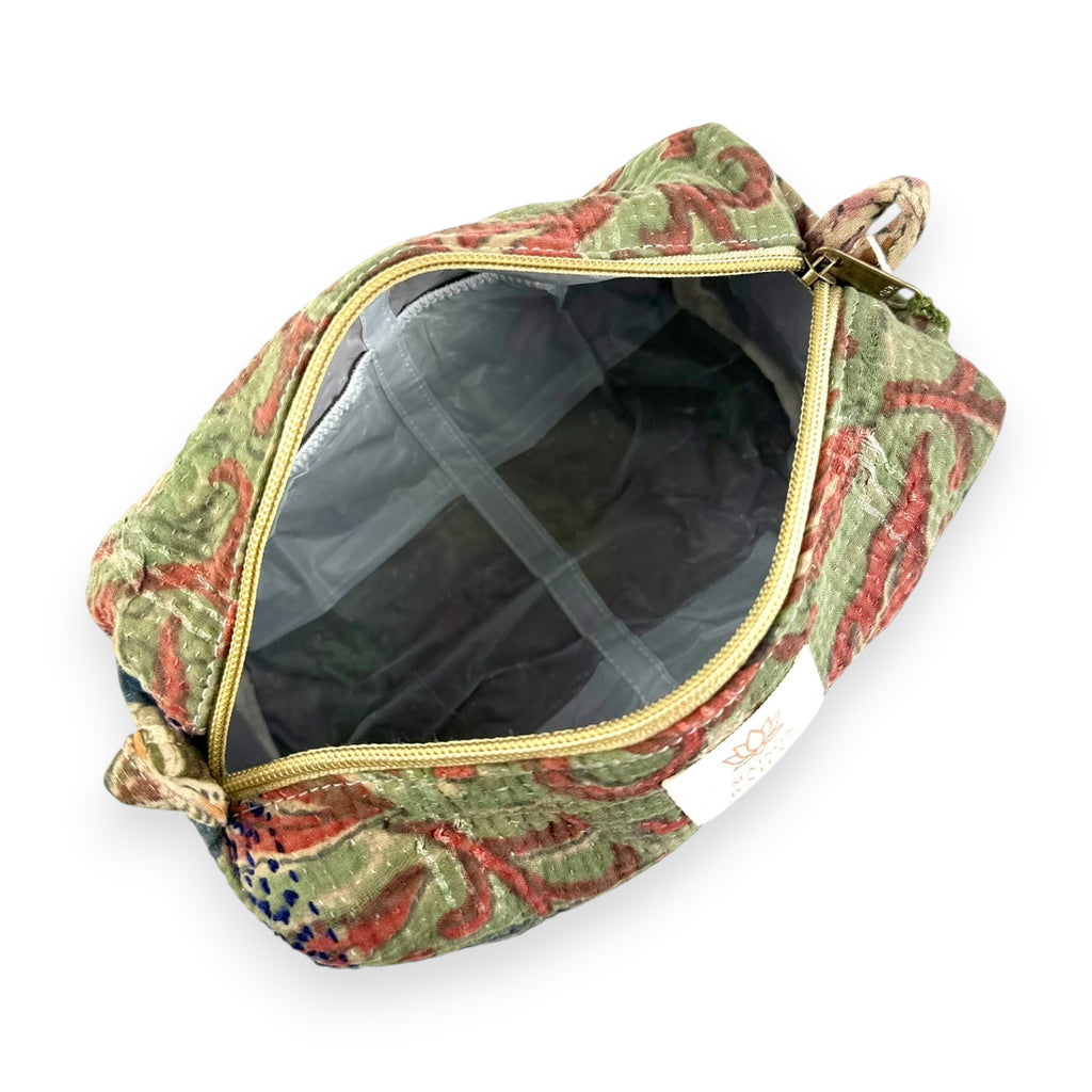 Trousse toilette maquillage Kantha Bagru en coton artisanal vintage accessoire yoga bohème femme Maison Bahan